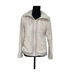 Women’s North Face Off White/Gray Faux Fur Full Zip Fleece Jacket